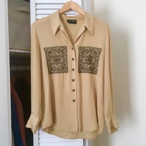 SOLD Vintage Chiffon Embroidered Shirt